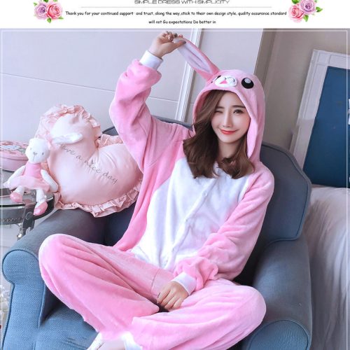 Pink Rabbit Onesie Costume Kigurumi for Adult & Teens
