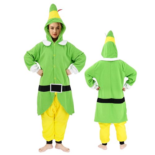 Adult Green Yellow Elf Kigurumi Costume Onesie With Plus Size