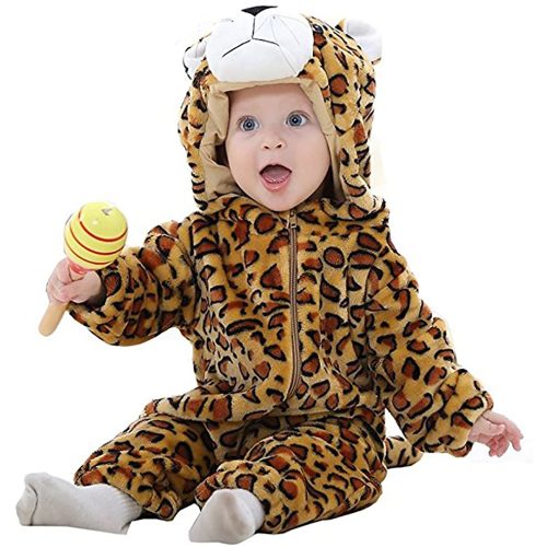 Baby Leopard Print Leopard Kigurumi Costume Onesie With Plus Size