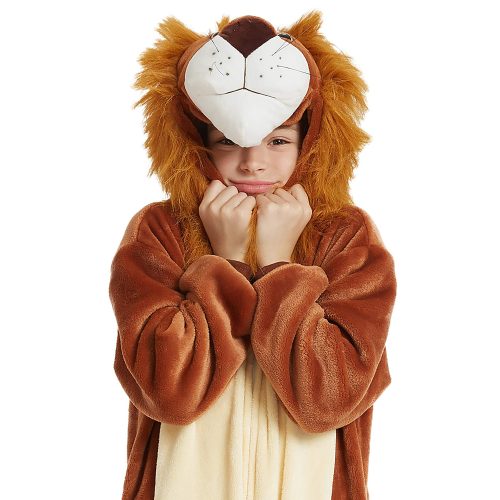 Kids Brown Lion Kigurumi Costume Onesie With Plus Size